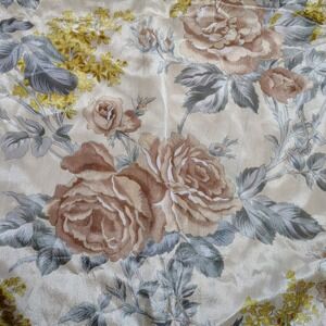 Baar & Beards All Silk Floral‎ Scarf Japan Roses Yellow Gray Silver